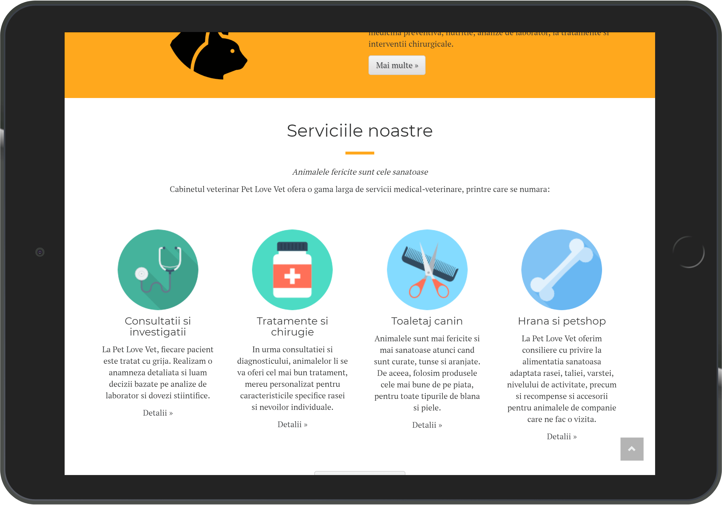 veterinary website screenshot
