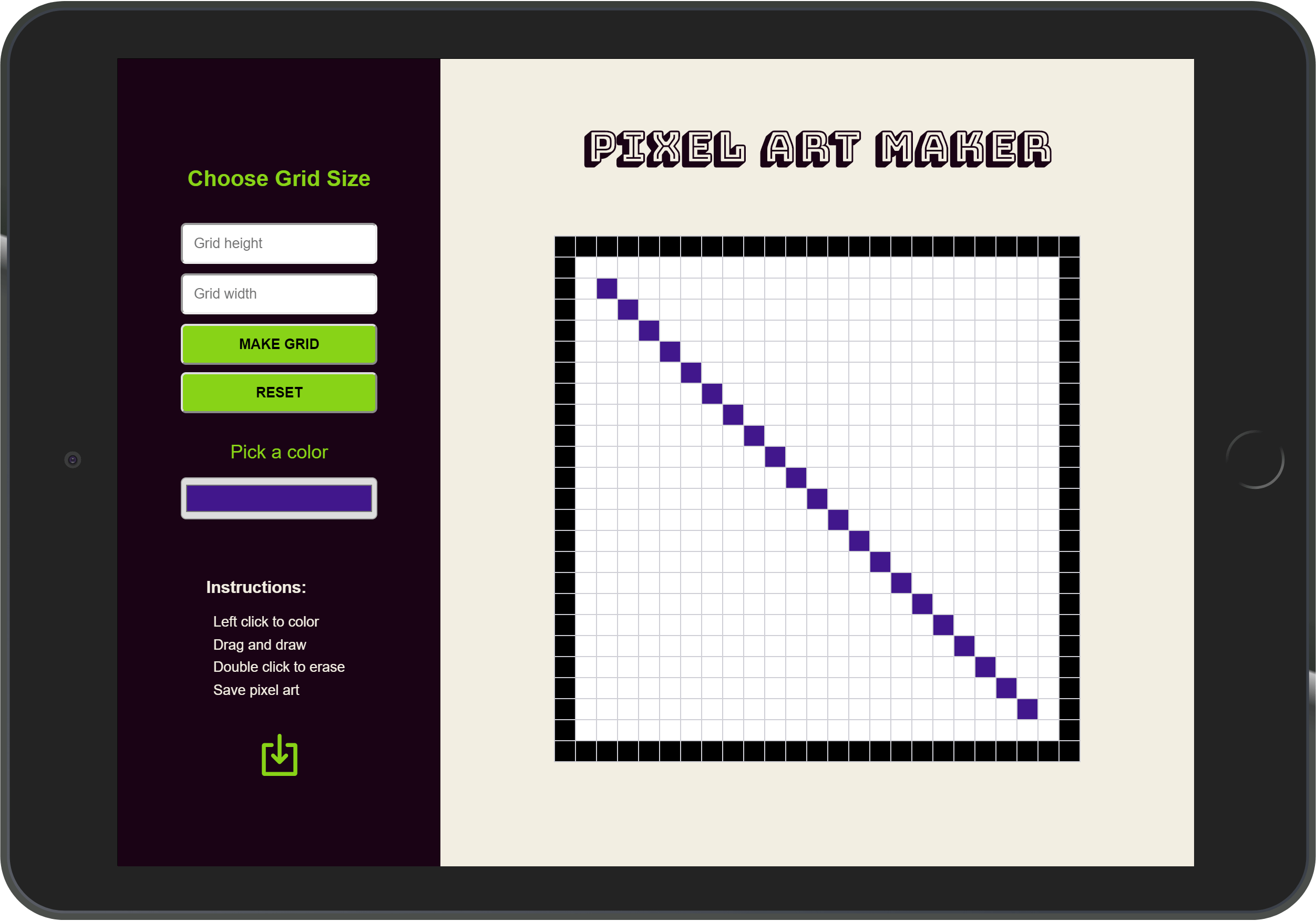 create your pixel art website screenshot